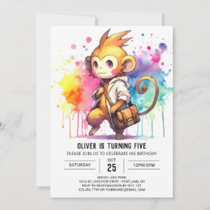 Invitation Anniversaire du singe des enfants enchantés