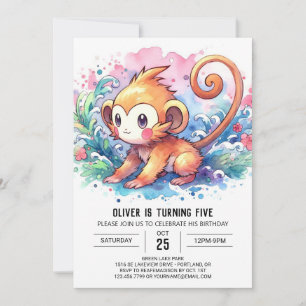 Invitation Anniversaire du singe des enfants moderne