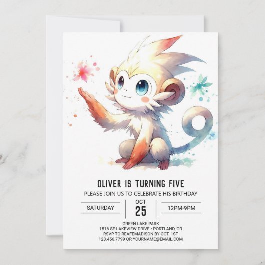 Invitation Anniversaire du singe des enfants rustiques (Devant)