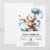 Invitation Anniversaire du singe éditable de la Jungle (Devant / Derrière)