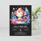 Invitation Anniversaire du singe en jeu (Debout devant)