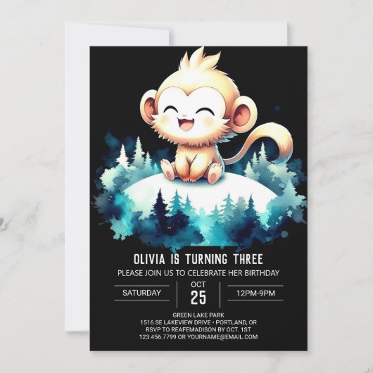 Invitation Anniversaire du singe en ligne (Devant)