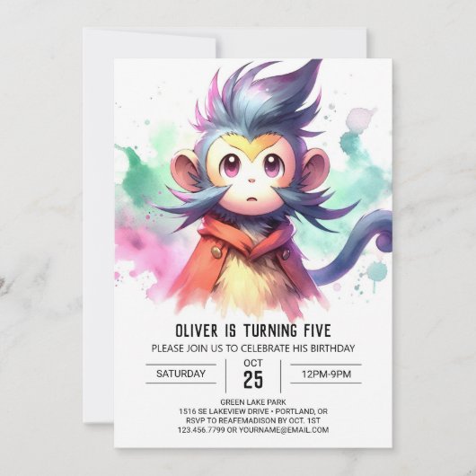 Invitation Anniversaire du singe en ligne (Devant)