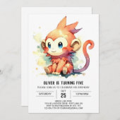 Invitation Anniversaire du singe en ligne (Devant / Derrière)