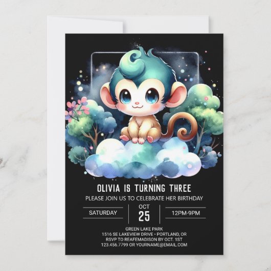 Invitation Anniversaire du singe lunaire (Devant)