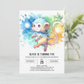 Invitation Anniversaire du singe moderne modifiable (Debout devant)