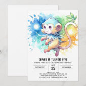 Invitation Anniversaire du singe moderne modifiable (Devant / Derrière)