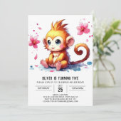 Invitation Anniversaire du singe moderne modifiable (Debout devant)
