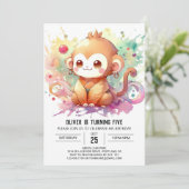 Invitation Anniversaire du singe moderne modifiable (Debout devant)