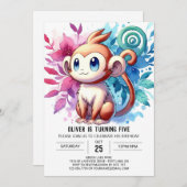 Invitation Anniversaire du singe numérique (Devant / Derrière)