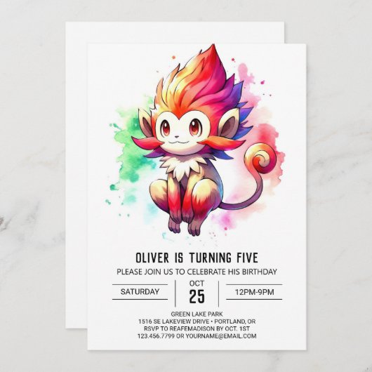 Invitation Anniversaire du singe numérique (Devant / Derrière)