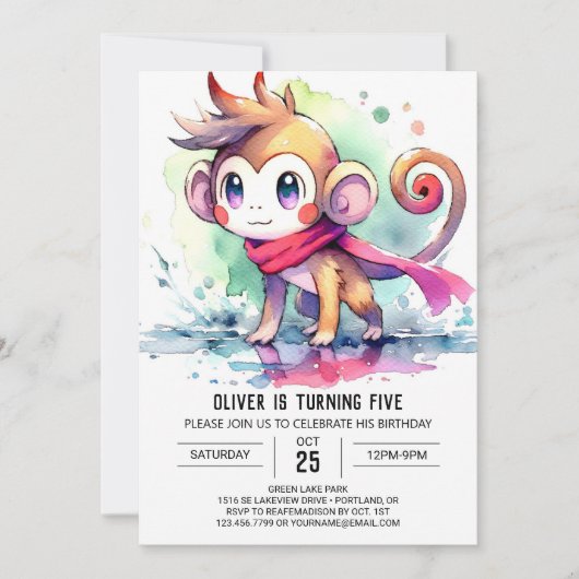 Invitation Anniversaire du singe numérique de Bohême (Devant)