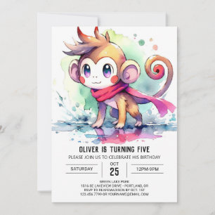 Invitation Anniversaire du singe numérique de Bohême