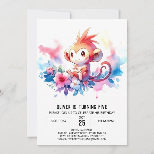 Invitation Anniversaire du singe numérique de Bohême (Devant)