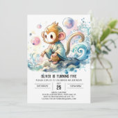 Invitation Anniversaire du singe numérique enchanté (Debout devant)