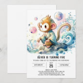 Invitation Anniversaire du singe numérique enchanté (Devant / Derrière)