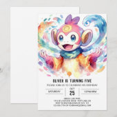 Invitation Anniversaire du singe numérique Pastel (Devant / Derrière)