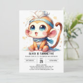 Invitation Anniversaire du singe numérique rustique (Debout devant)