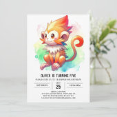 Invitation Anniversaire du singe rustique bohème (Debout devant)