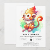 Invitation Anniversaire du singe rustique bohème (Devant / Derrière)