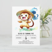 Invitation Anniversaire du singe rustique moderne (Debout devant)