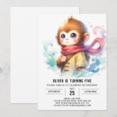 Invitation Anniversaire du singe rustique moderne (Devant / Derrière)