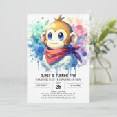 Invitation Anniversaire du singe rustique moderne (Debout devant)