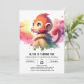 Invitation Anniversaire du singe rustique numérique (Debout devant)