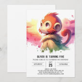 Invitation Anniversaire du singe rustique numérique (Devant / Derrière)