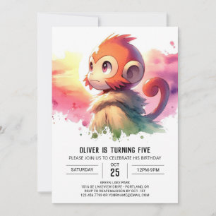 Invitation Anniversaire du singe rustique numérique