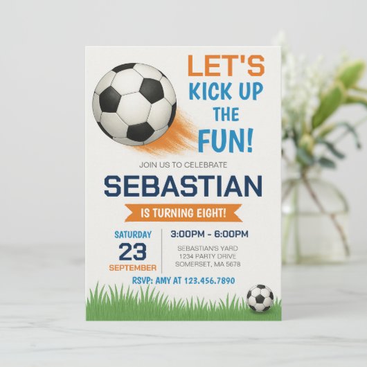 Invitation Anniversaire du soccer modifiable (Debout devant)