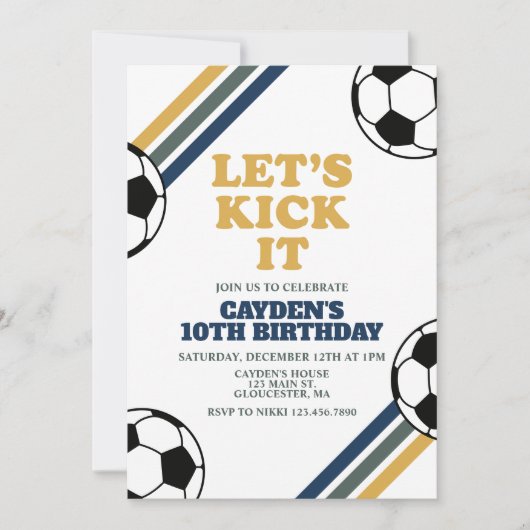 Invitation Anniversaire du soccer rétro (Devant)