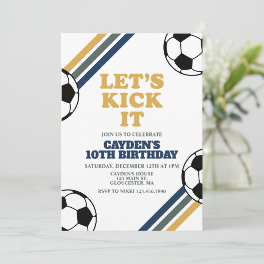 Invitation Anniversaire du soccer rétro (Debout devant)