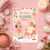 Invitation Anniversaire du Spa rose mignon Pastel