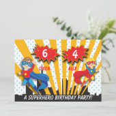 Invitation Anniversaire du Superhero Garçon et Fille (Debout devant)