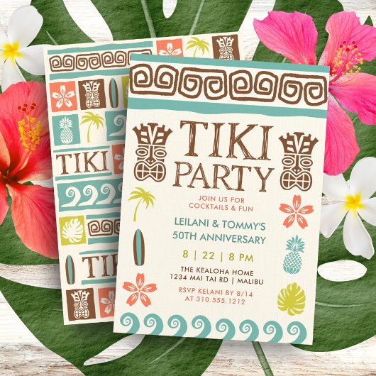 Invitation Anniversaire du Surf de plage tropical de Tiki Par