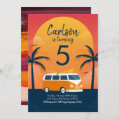 Invitation Anniversaire du surf Retro (Devant / Derrière)