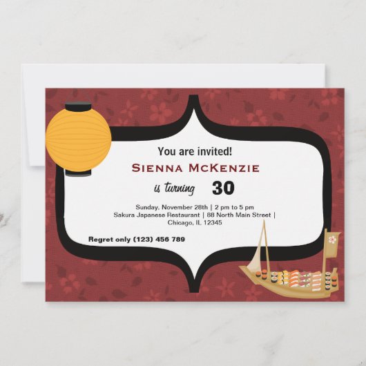 Invitation Anniversaire du Sushi (Devant)