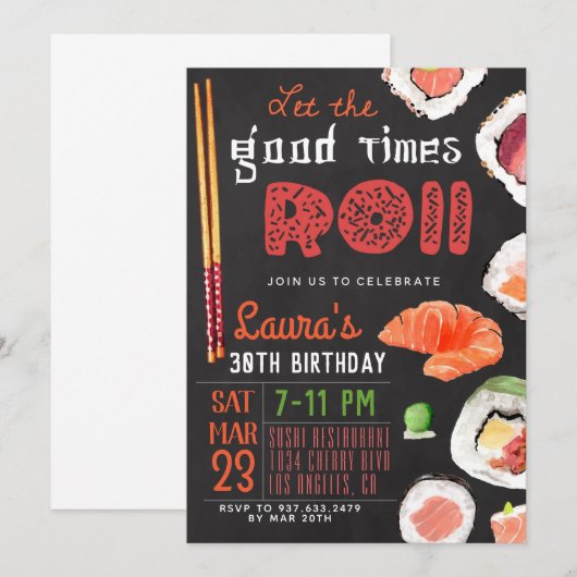 Invitation Anniversaire du Sushi (Devant / Derrière)