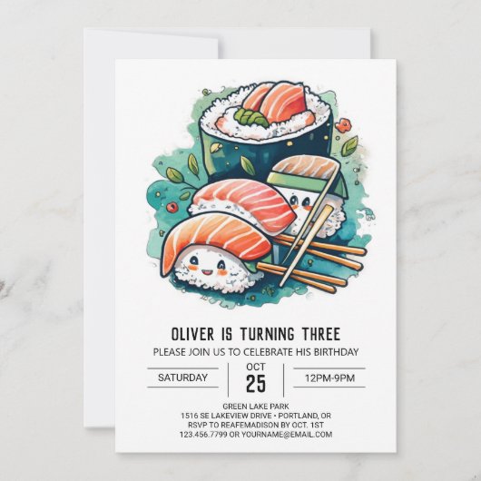Invitation Anniversaire du Sushi Custom (Devant)
