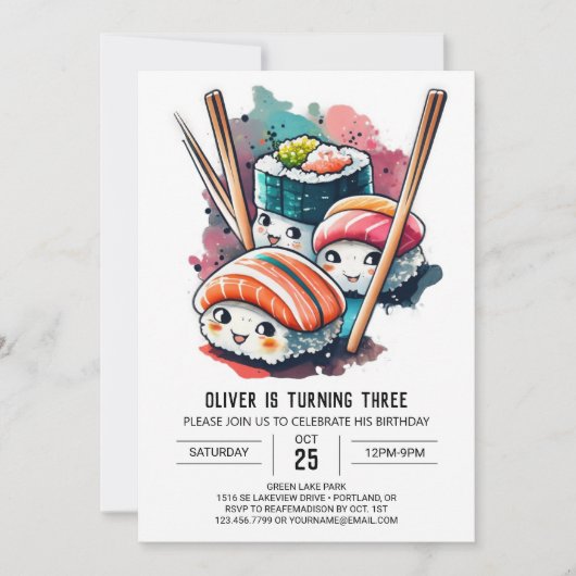 Invitation Anniversaire du sushi personnalisé (Devant)