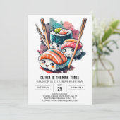 Invitation Anniversaire du sushi personnalisé (Debout devant)