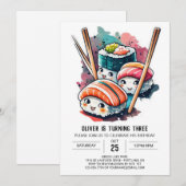 Invitation Anniversaire du sushi personnalisé (Devant / Derrière)