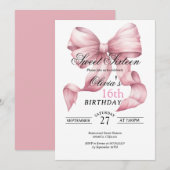 Invitation Anniversaire du Sweet sixteen de la Bow rose (Devant / Derrière)