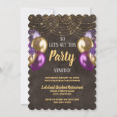 Invitation Anniversaire du Sweet sixteen doré (Dos)