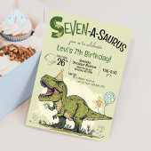 Invitation Anniversaire du T-Rex Dinosaure Sept-A-Saure 7 ans