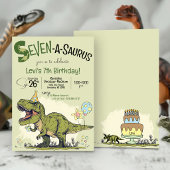 Invitation Anniversaire du T-Rex Dinosaure Sept-A-Saure 7 ans
