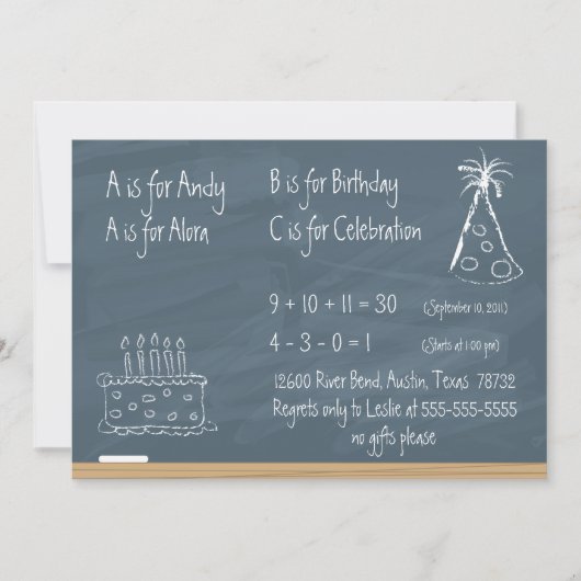 Invitation Anniversaire du tableau de bord (Devant)