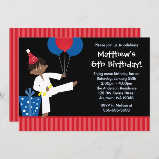 Invitation Anniversaire du Taekwondo des Ballons d'Afro-Améri (Devant / Derrière)