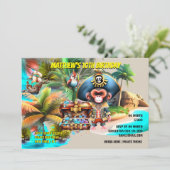 Invitation Anniversaire du thème Pirate | île aux oiseaux sin (Debout devant)